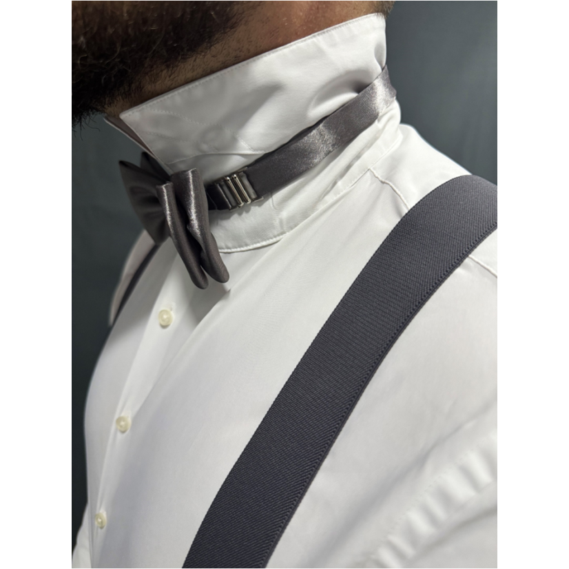 Grafitově šedý pánský motýlek lesklý