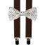 Brown Men's Suspenders with Cotton Floral Bow Tie