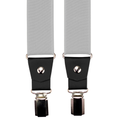 Light grey men's wide suspenders with black genuine leather