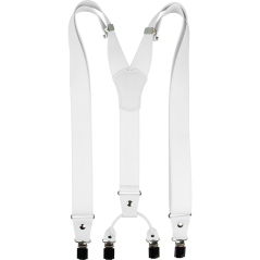 Bílé pánské široké kšandy s bílou pravou kůží