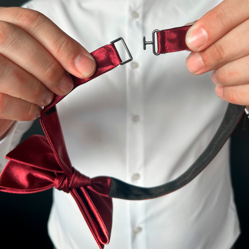 Burgundy Red Self-Tie Men's Bow Tie Shiny