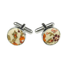 Světle béžové manžetové knoflíčky s žluto oranžovými květy