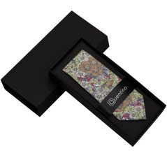 Hnědo zelená pánská bavlněná kravata s květy