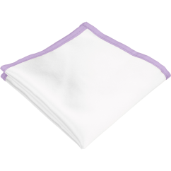 Bílý pánský kapesníček s levandulově fialovým lemem