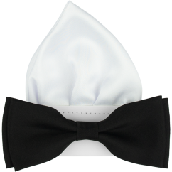 Black Men's Matte Bow Tie with Pocket Square