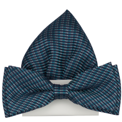 Tyrkysově modrý pánský motýlek s jemným vzorem včetně kapesníčku