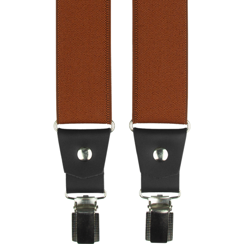 Brick Red Men's Wide Suspenders with Black Genuine Leather