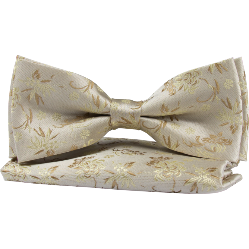 Světle hnědý pánský motýlek s květinovým vzorem