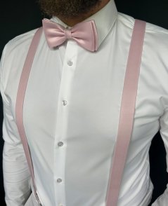 Starorůžové pánské kšandy s motýlkem