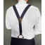 Dark Navy Wide Men's Suspenders with Wooden Bow Tie