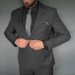 Tmavě šedá pánská hedvábná kravata se vzorem