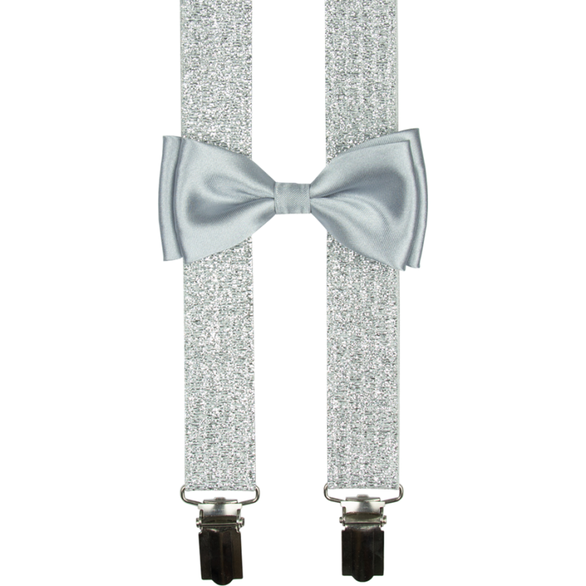 Silver Children's Suspenders with Bow Tie