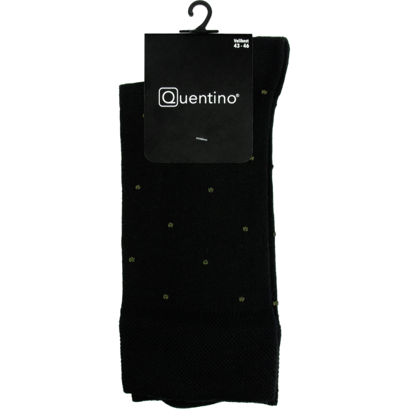 Černé pánské ponožky se šalvějově zelenými puntíky