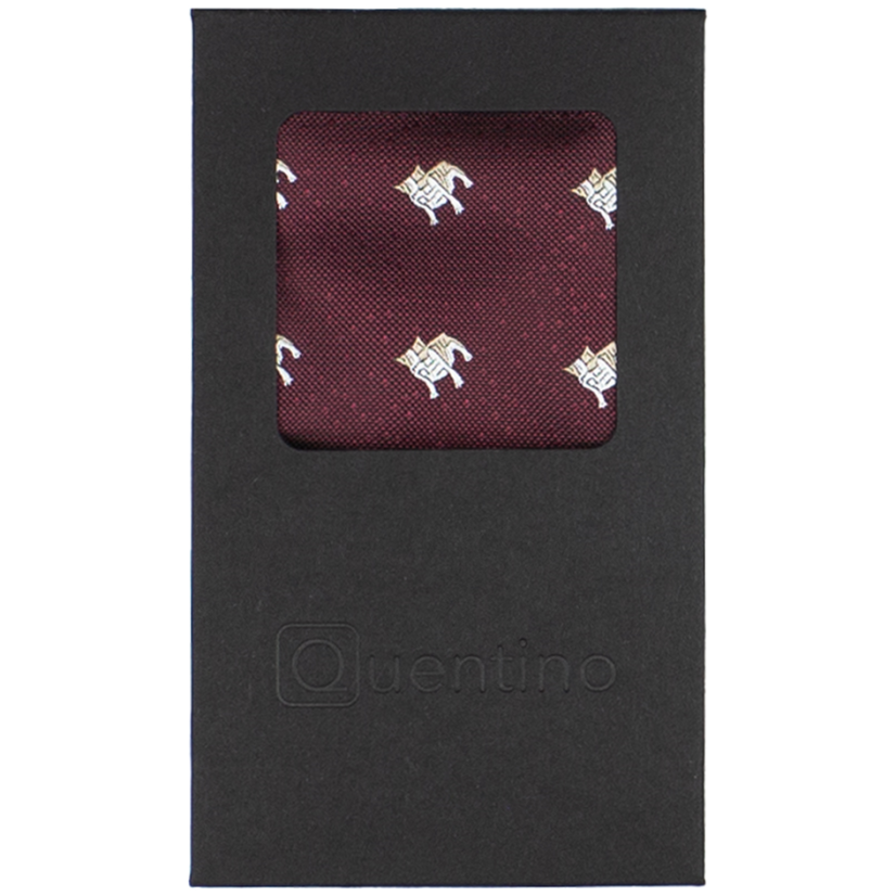 Bordeaux Men's Pocket Square BULLDOGS