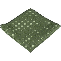 Olivově zelený pánský kapesníček s jemným geometrickým vzorem