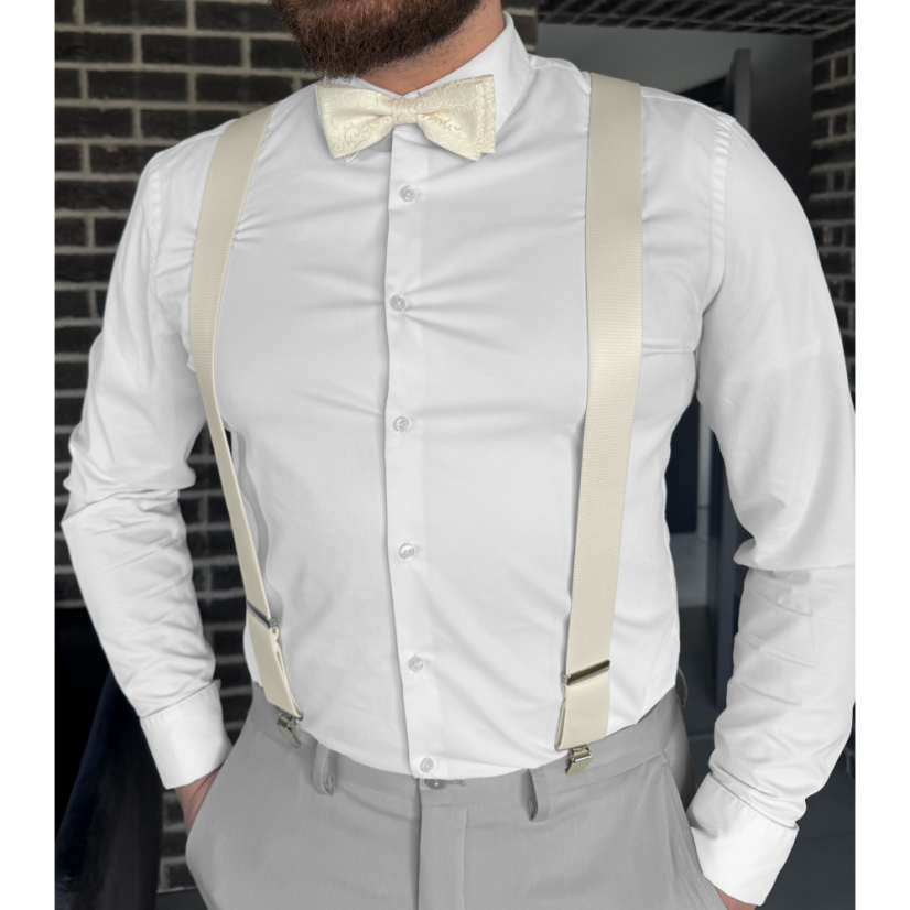 Smetanový pánský motýlek s ornamentálním vzorem