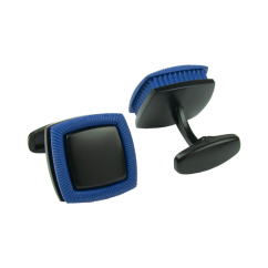 Černo-modré pánské manžetové knoflíčky čtvercové