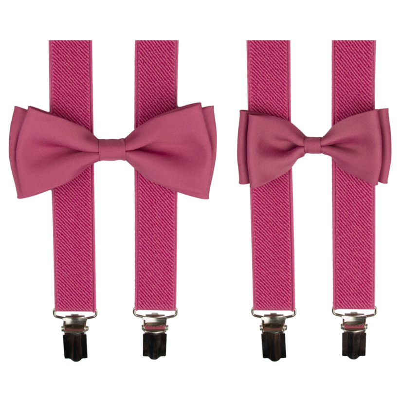 Růžový set kšandy s motýlkem pro tátu a syna