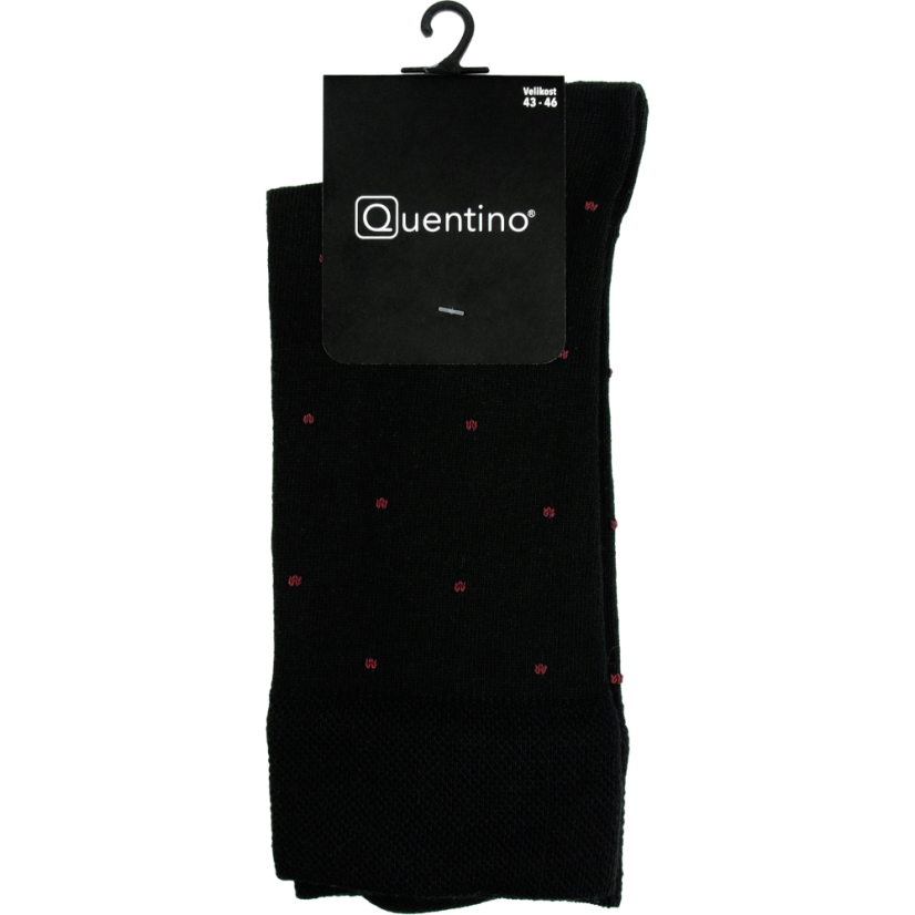 Black Men's Socks with Wine Red Polka Dots