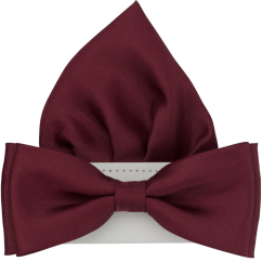Wine Red Men's Bow Tie Matte with Pocket Square
