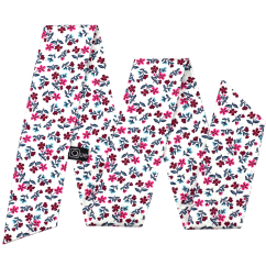 Bílá dámská stuha s vínově růžovými květy