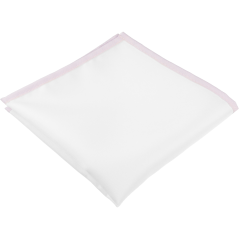 Bílý pánský kapesníček do saka se světle růžovo fialovým lemem