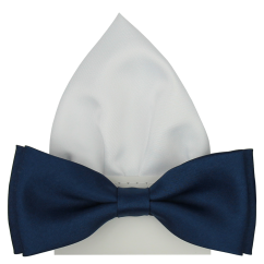Blue Men's Matte Bow Tie with Pocket Square