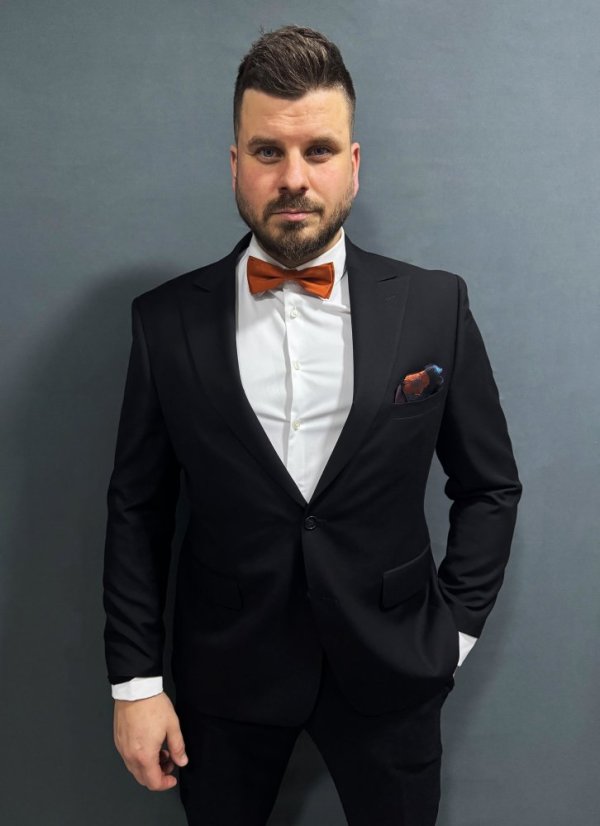 Brick Red Men's Suspenders with Bow Tie
