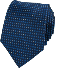 Tmavě modrá pánská kravata s modrým geometrickým vzorem