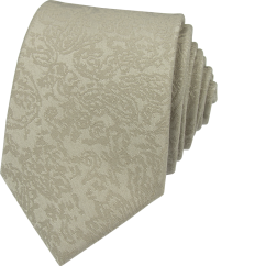 Světle béžovo hnědá pánská svatební kravata s jemným ornamentálním vzorem
