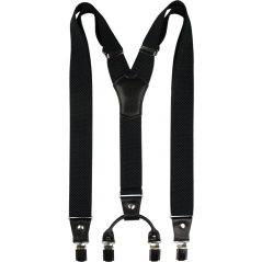 Černé pánské široké kšandy s černou pravou kůží