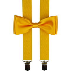 Hořčicově žluté pánské kšandy s motýlkem