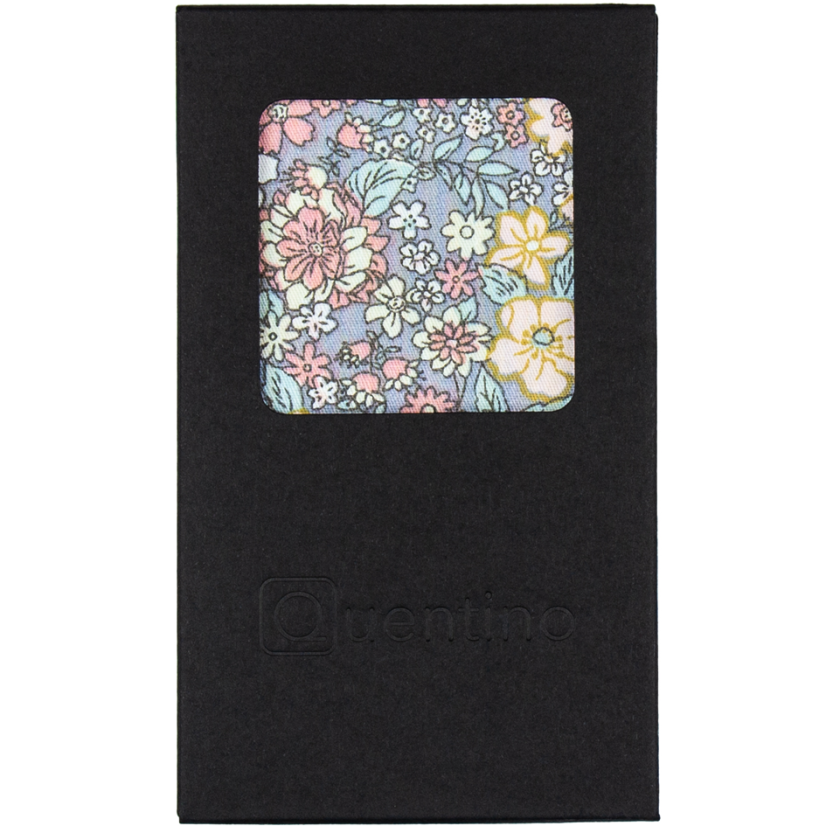 Grey Blue Men's Pocket Square with Colourful Flowers