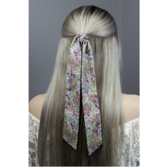 Hnědo zelená dámská stuha s květy