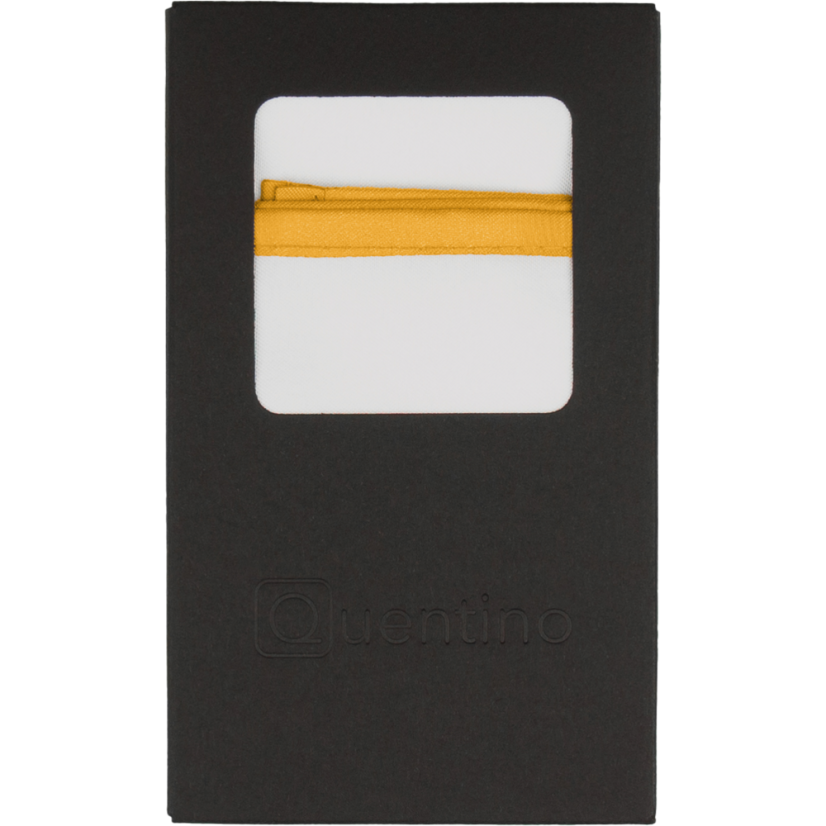 White Men's Pocket Square with Mustard Yellow Border