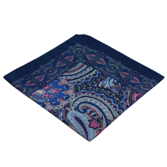 Modrý pánský kapesníček s paisley vzorem