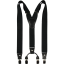 Black structured men's wide suspenders with black genuine leather