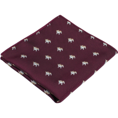 Bordeaux Men's Pocket Square BULLDOGS