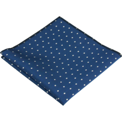 Blue Men's Pocket Square with White Polka Dots