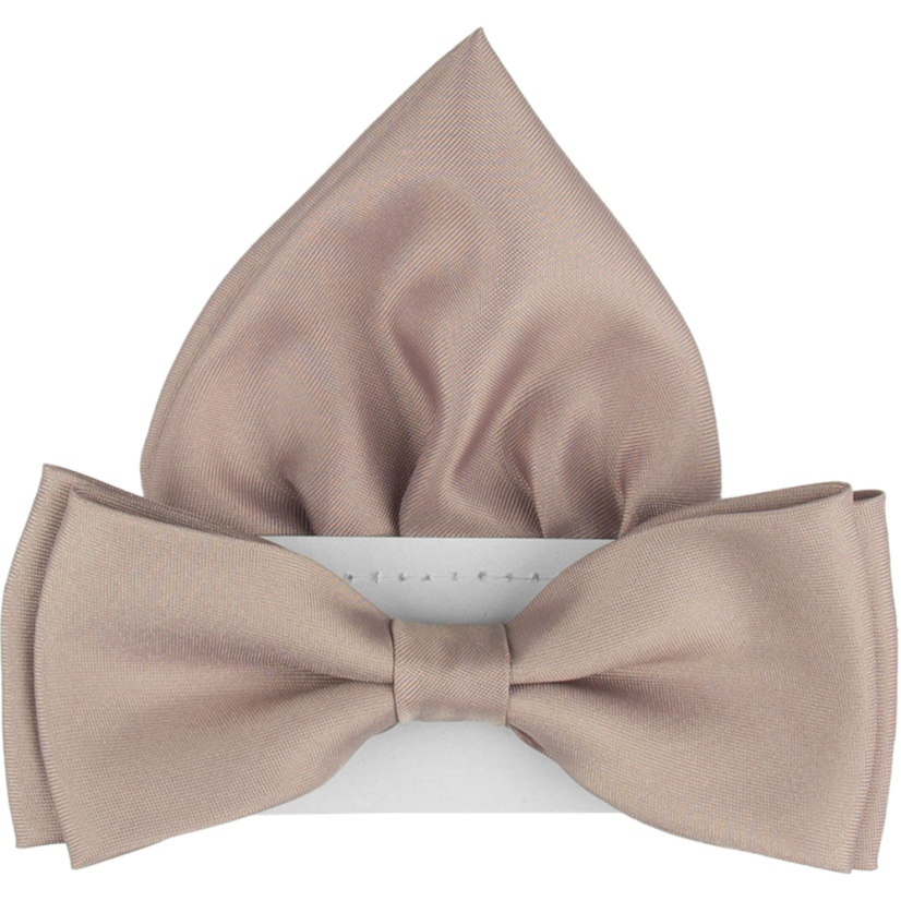 Tmavě pudrový pánský motýlek matný s kapesníčkem