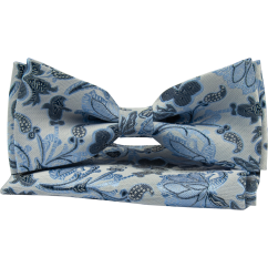 Light Blue Men's Bow Tie with Subtle Pattern Including Pocket Square