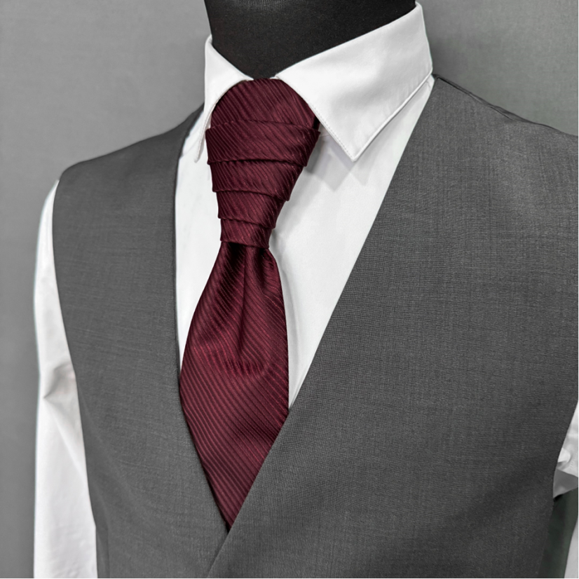 Burgundy Red Elegant Striped Necktie