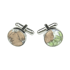 Hnědo zelené manžetové knoflíčky s květy