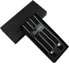 Černé pánské široké kšandy s béžovými pruhy