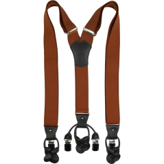 Brick Red Men's Wide Suspenders with Clips and Black Leather Loops