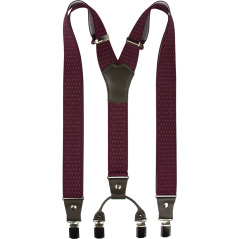 Bordó pánské široké kšandy s puntíky a pravou tmavě hnědou kůží