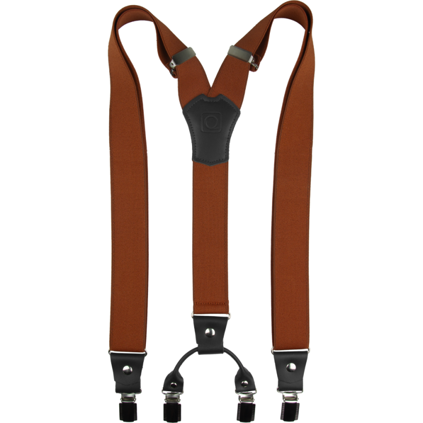 Brick Red Men's Wide Suspenders with Black Genuine Leather