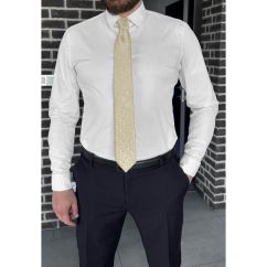 Beige Men's Necktie with Elegant Ornamental Pattern