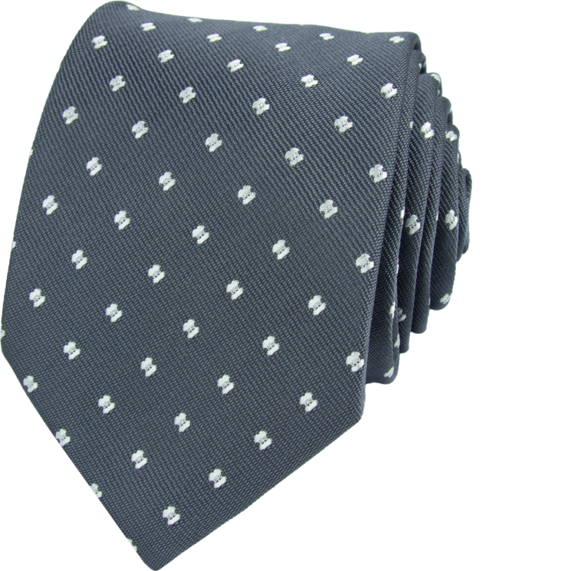 Šedá pánská kravata s bílými puntíky