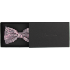 Grey Pink Men's Bow Tie with Floral Pattern